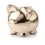 Złota świnka skarbonka ceramiczna 11 x 10 cm lustrzana