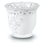 Dekoracyjna biała osłonka na doniczkę Polnix Lisbon ażurowa 47.001 13