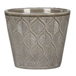 Ceramiczna osłonka na doniczkę z dekoracyjna powierzchnią Scheurich 702 Vintage Greige 18 beżowa 