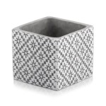 Szara betonowa osłonka na doniczkę Polnix 05.158 kostka Etno kwadratowa