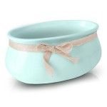 Miętowa niebieska owalna misa Polnix Lisbon 02.588 >>>  osłonka doniczka z wstążką 18