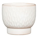 Kremowa osłonka na doniczkę Scheurich Zen na podwyższeniu 931 Opale 15