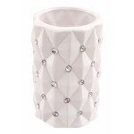 Biały wazon ceramiczny z kryształkami TG53032-1 glamour 18 cm