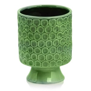 Zielona osłonka na doniczkę w kształcie kielicha ceramiczna 17 cm Polnix Vintage 05.287