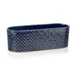 Niebieska osłonka na doniczkę rynna Polnix ceramiczna Vintage 37 ornament  07.134