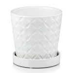 Biała doniczka ceramiczna z podstawką 15 Polnix 15.015