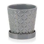 Szara doniczka ceramiczna z podstawką 15 Polnix 15.017