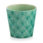 Turkusowa ceramiczna osłonka na doniczkę z dekoracyjna powierzchnią 14 Polnix Vintage 07.114
