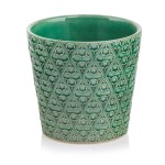 Turkusowa ceramiczna osłonka na doniczkę z dekoracyjna powierzchnią 14 Polnix Vintage 07.116