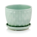Miętowa doniczka ceramiczna z podstawką 17 cm Polnix Barcelona 15.012