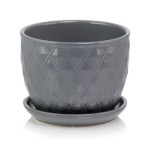 Szara doniczka ceramiczna z podstawką 17 cm Polnix Barcelona 15.013