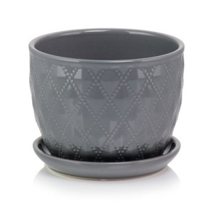 Szara doniczka ceramiczna z podstawką 17 cm Polnix Barcelona 15.013