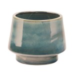 Niebieska osłonka na doniczkę ceramiczna na podwyższeniu 15 cm Polnix Vintage 07.124