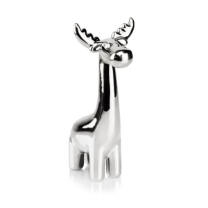 Srebrny renifer 02.572 • świąteczna figurka ceramiczna 15 cm • dekoracja na Boże Narodzenie