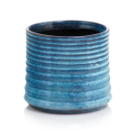 Niebieska osłonka na doniczkę ceramiczna 14 cm Polnix Vintage  02.755