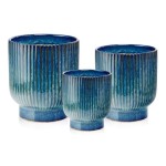 Niebieska osłonka na doniczkę ceramiczna 24 cm Polnix Mood 01.518