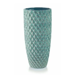 Turkusowa wysoka donica ceramiczna cygaro z dekoracyjną powierzchnią 50 cm Polnix Glazed 28.055