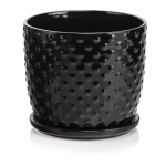 Czarna doniczka ceramiczna z podstawką 17 cm Polnix Amsterdam 05.430