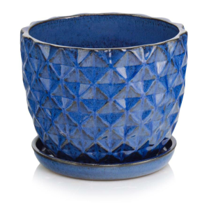 Kobaltowa donica ceramiczna ogrodowa z podstawką  14 cm Polnix  Glazed 77.701