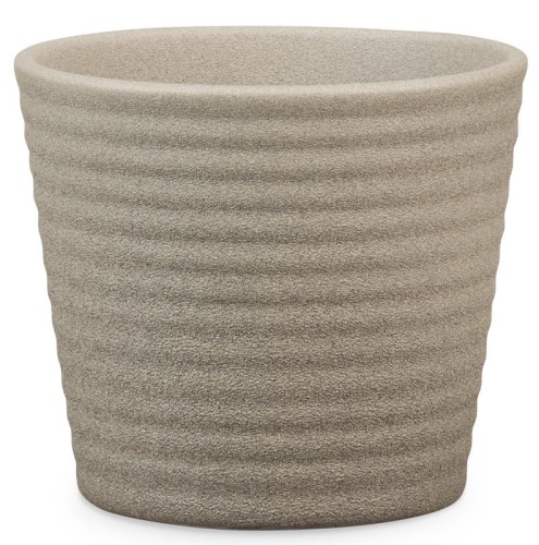 Mała osłonka ceramiczna Scheurich do kaktusów sukulentów małych roślin taupe kamień poziomy.jpg