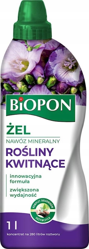 nawóz mineralny, żel do kwiatów, roślin kwitnących Biopon 1 litr